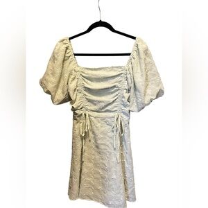 Peach Love Square Neck Puff Sleeve Mini Dress